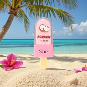 S.he Makeup Coconut Cruelty Free Moisturizing Buttery Soft Popsicle Lip Gloss
